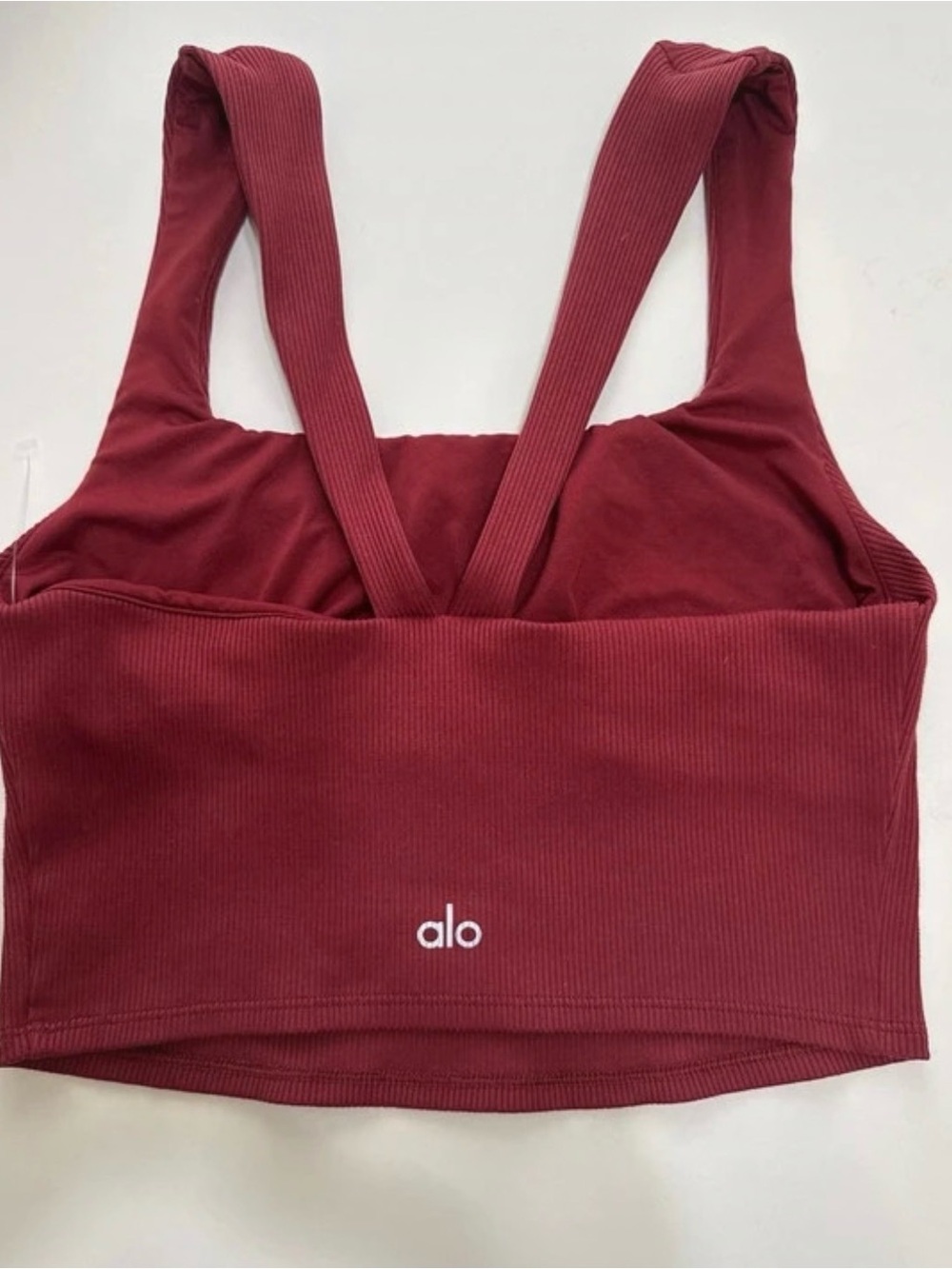 ALO Yoga Ribbed Crop Tank Top - Burgundy